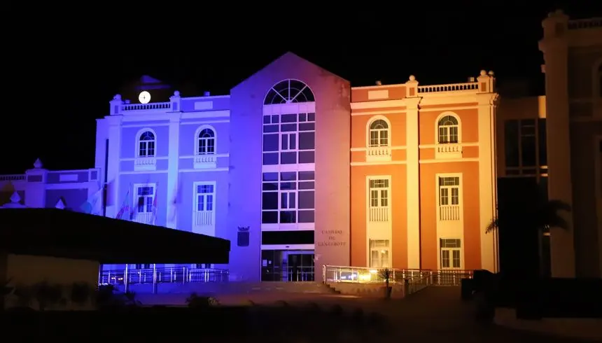 Imagen del Cabildo con la iluminación elegida este fin de semana