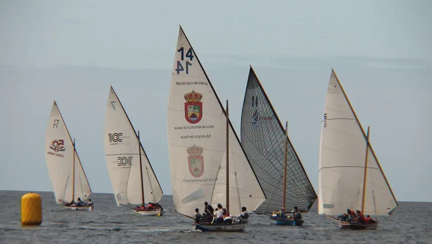 Diferentes embarcaciones durante la 1º regata de la liga de 8,55 metros.