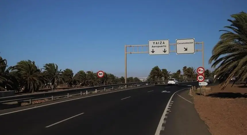 Tramo de la autovía a la salida de Arrecife, justo en la conexión con la Circunvalación