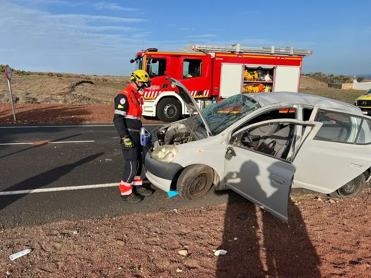 Accidente producido este lunes entre Playa Honda y la rotonda de Guime.