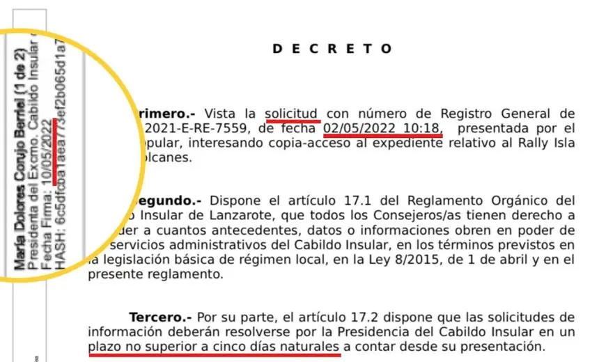 Imagen del decreto en el que el PP demuestra que la presidenta miente con las fechas.