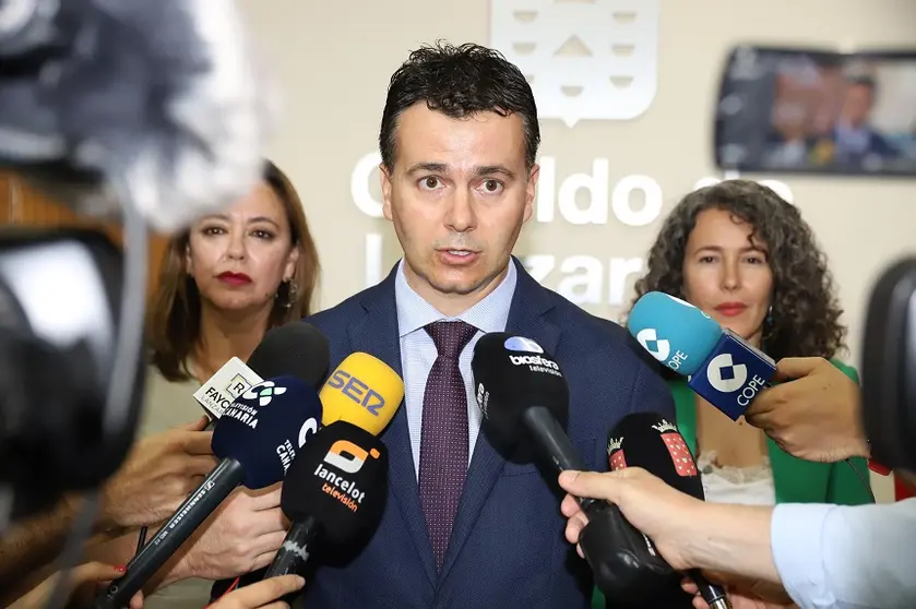 Héctor Gómez durante su comparecencia ante los medios de comunicación.