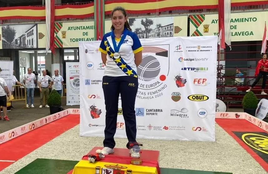 Sara Díaz tras proclamarse campeona de Europa de Tiro de Precisión de Petanca.