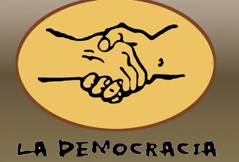 Imagen del escudo de la Sociedad La Democracia.