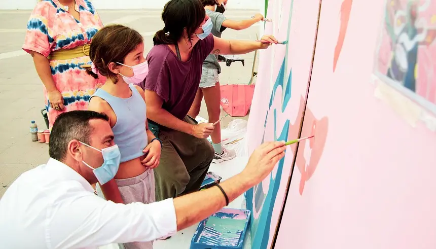 El alcalde de Teguise participó en las actividades con los más pequeños.