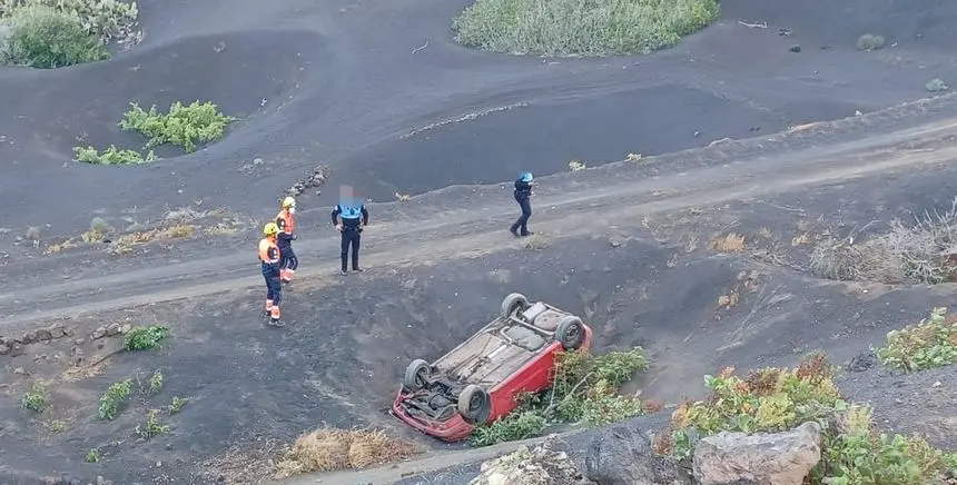 Coche accidentado este domingo en Tías.