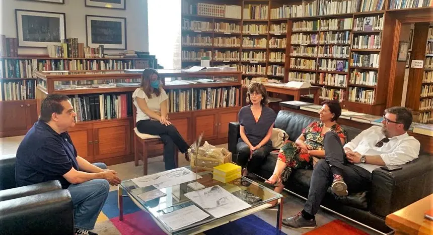 Isidro Pérez y Alma González en su visita a la fundación saramago.