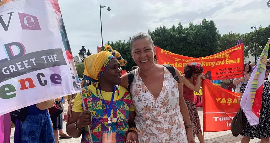 Imagen de Myriam Barros en su viaje a Túnez por la III Conferencia Mundial de Mujeres.
