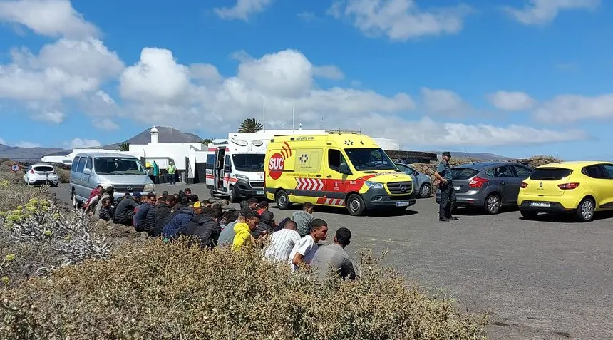 Imagen de los jóvenes marroquíes que han llegado este jueves a Lanzarote.