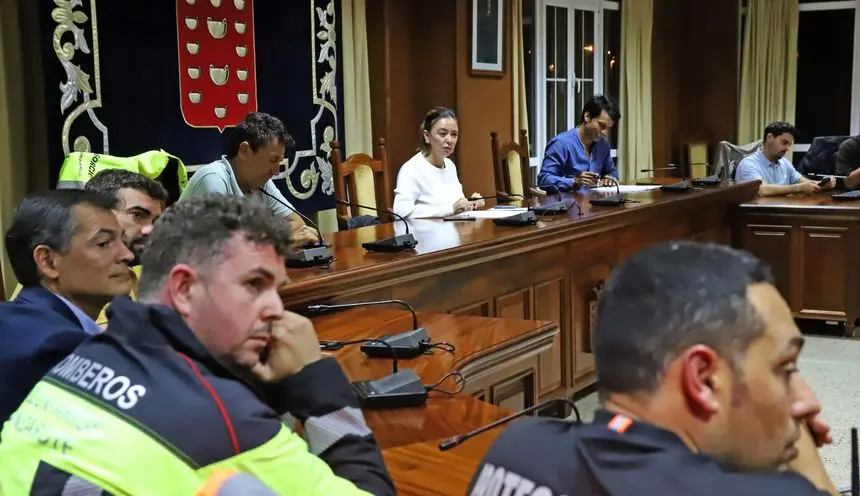 María Dolores Corujo presidiendo la reunión que se celebró en el Cabildo.
