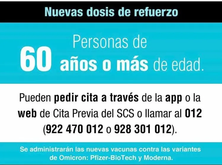 Cartel anunciador de las nuevas vacunas para mayores de 60 años.