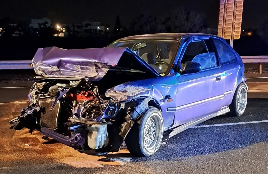 Accidente producido en la salida de Arrecife en dirección a El Cable.