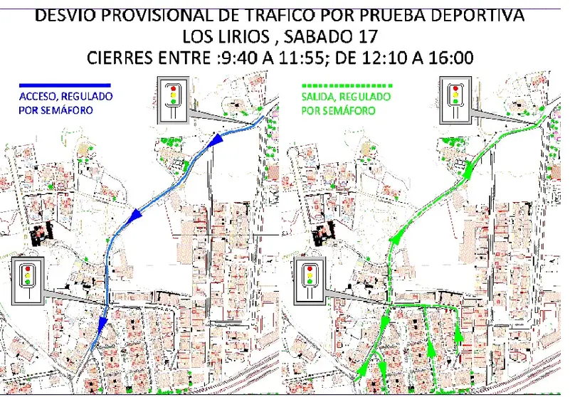 Imagen del desvio provisional del tráfico.
