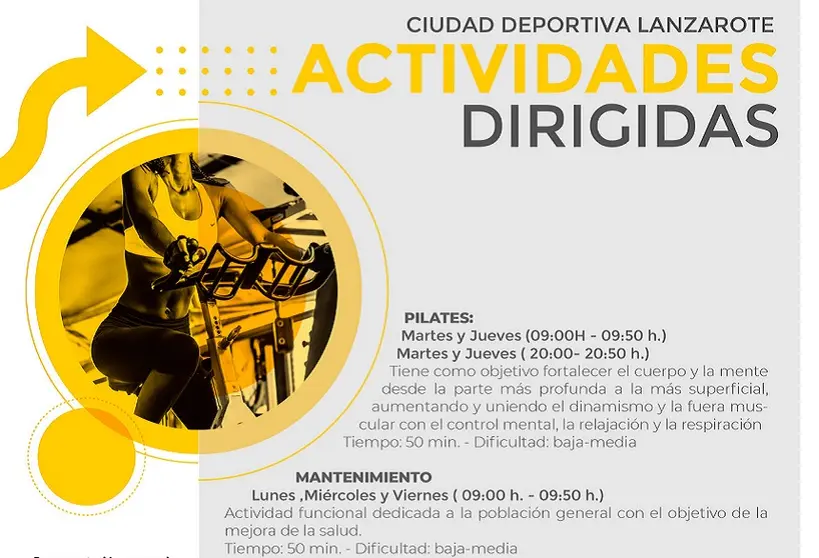 Flyer de las actividades dirigidas.