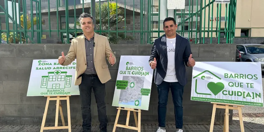 Armando Santana y Yoné Caraballo presentando el proyecto Barrios que te cuidan.