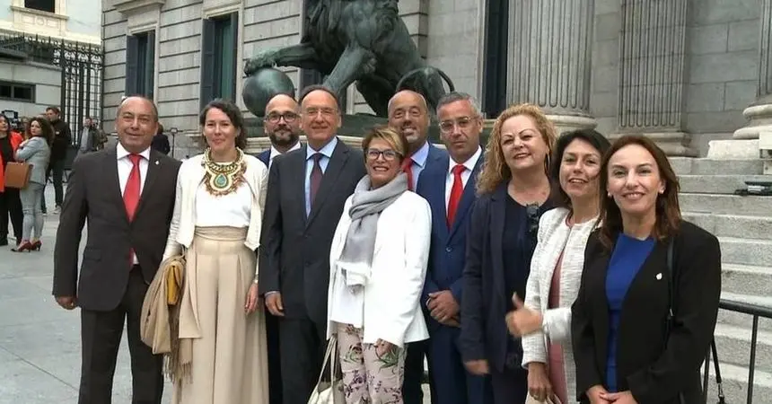 Diputados y senadores canarios, entre ellos la lanzaroteña Ariagona González, antes de la llegada de Juan Bernardo Fuentes al Congreso.