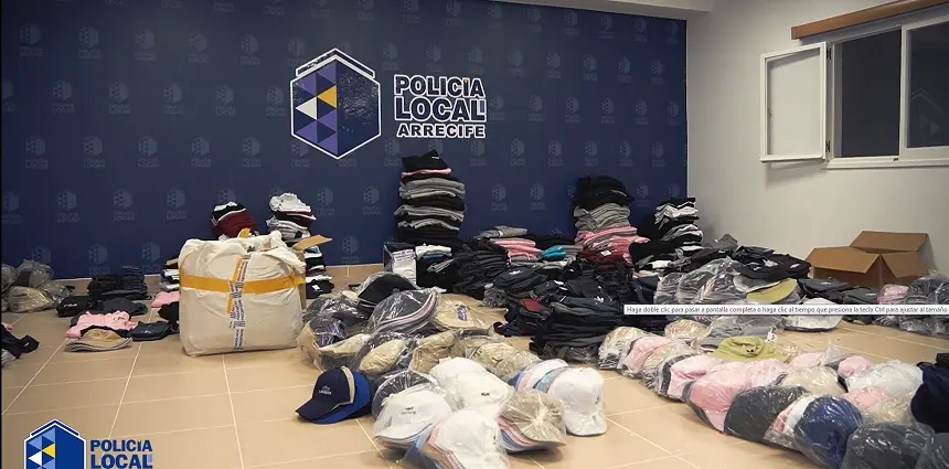 Imagen de las falsificaciones incautadas por la Policía Local de Arrecife.
