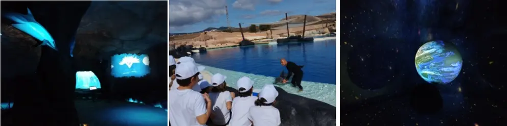 Imagen del delfinario y del aula de la naturaleza del Rancho. 