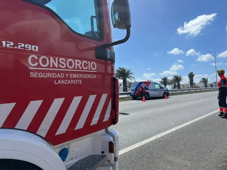 Accidente producido este lunes en la LZ 2.