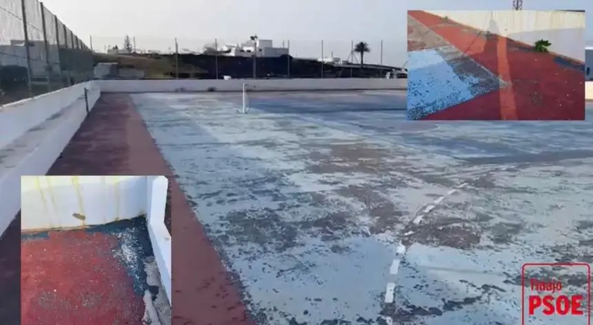 Imagen de una de las canchas deterioradas del municipio