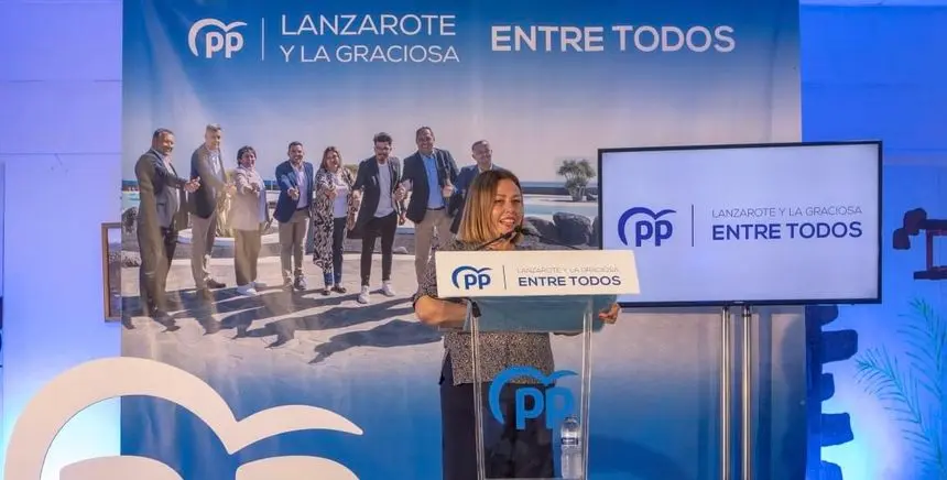 Astrid Pérez durante la presentación de la candidatura del PP en Tinajo