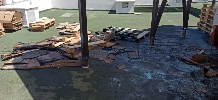 Imagen de la zona que se quemó del hotel