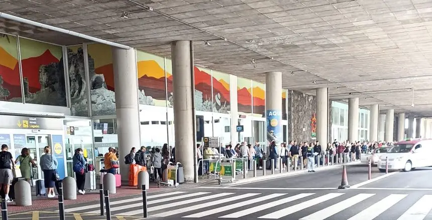 Imagen de este miércoles por la mañana en el aeropuerto de Lanzarote.