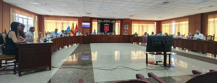 Pleno del Cabildo de Lanzarote con Marcos Bergaz de presidente accidental.