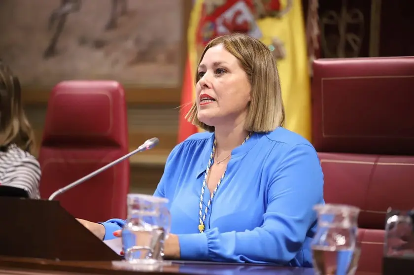 Astrid Pérez en el Parlamento de Canarias.