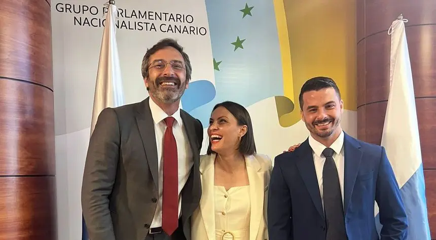 Pedro San Ginés, Migdalia Machín y David Toledo este martes en el Grupo Nacionalista