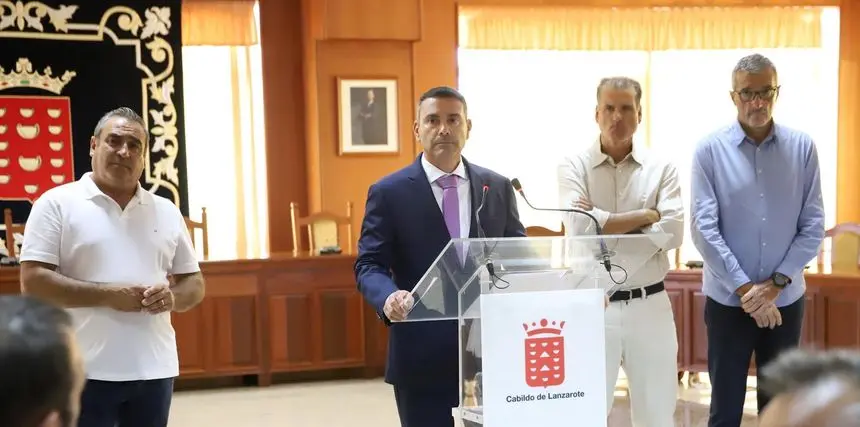 Rueda de prensa de este martes en el Cabildo de Lanzarote.