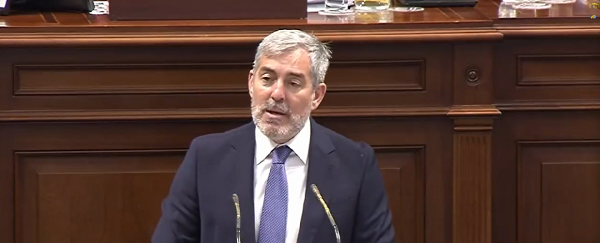Fernando Clavijo durante su discurso de toma de posesión como nuevo presidente del Gobierno de Canarias.