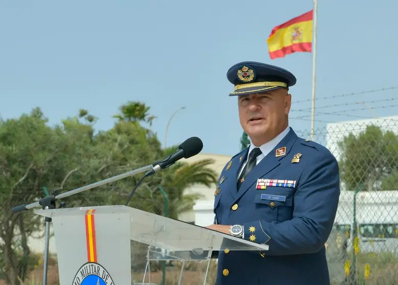Instante del discurso del nuevo responsable del Aeródromo Militar de Lanzarote.