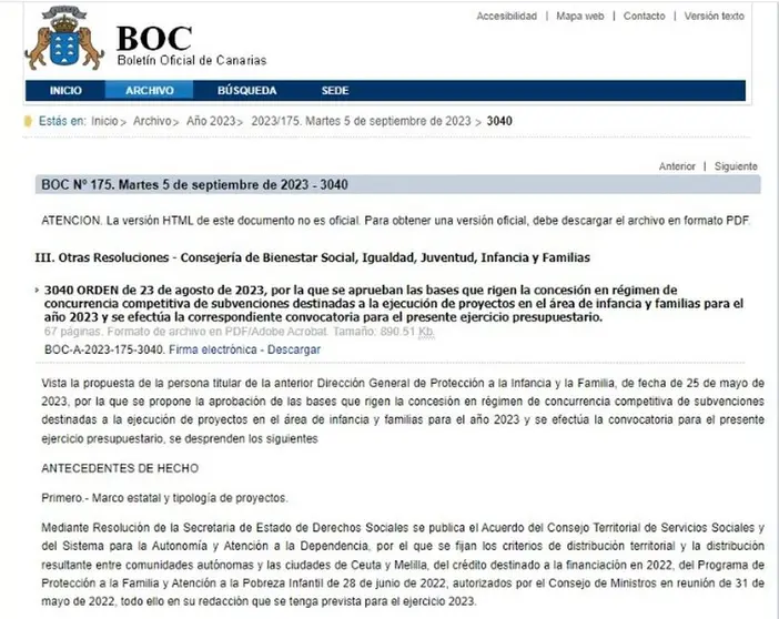 Boletín Oficial de Canarias.
