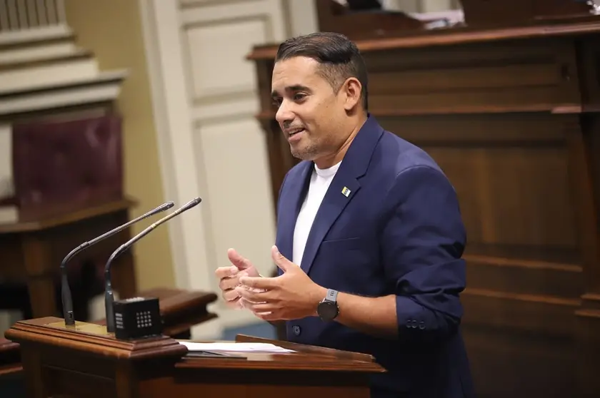 Yoné Caraballo en el Parlamento de Canarias.