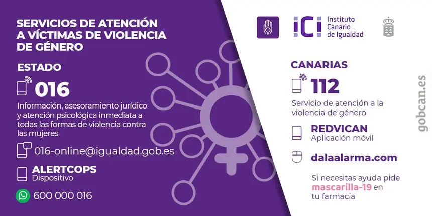 Información sobre los servicios de atención para las víctimas de violencia de género.