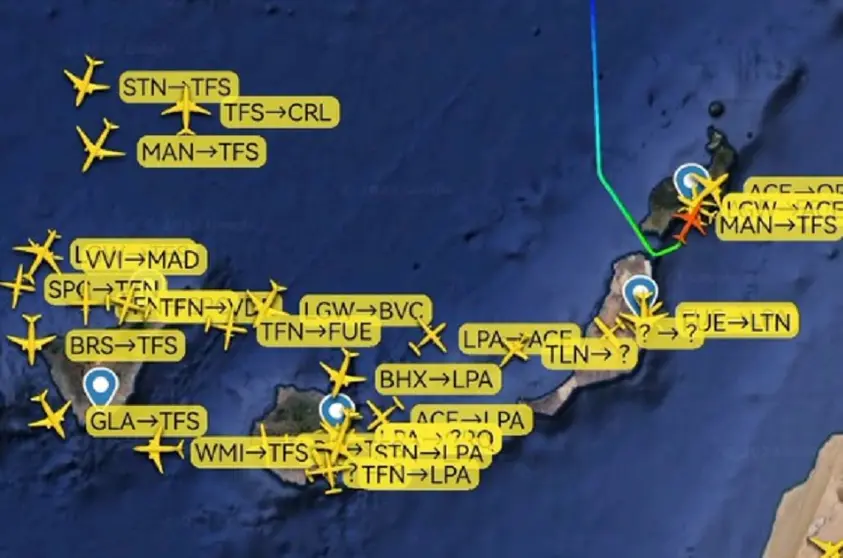 Imagen del galimatías de representación aérea que manejan los controladores. 