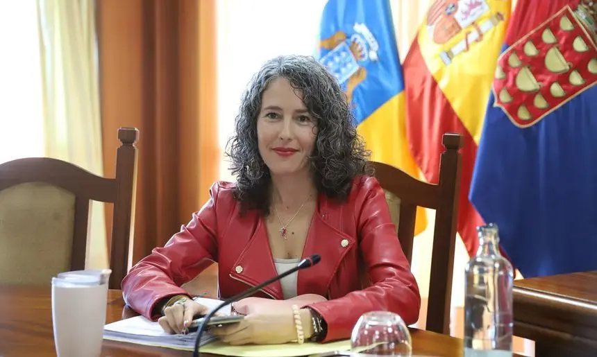 Ariagona González en el salón de plenos del Cabildo.