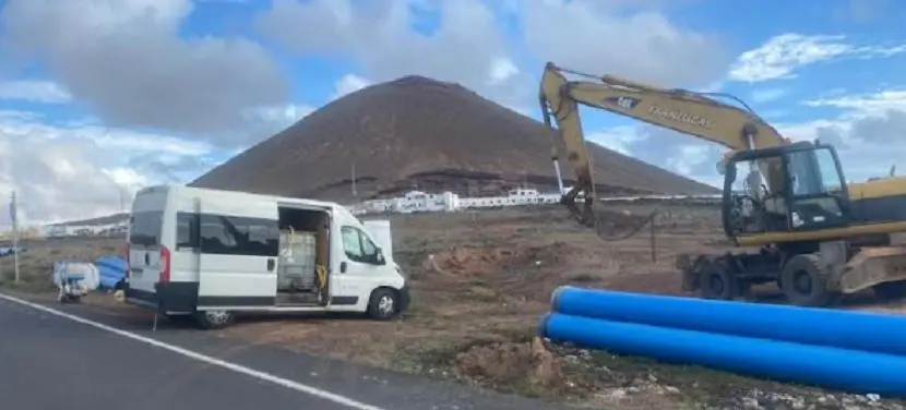 Imagen de la obra de la tubería que tendría que llevar el agua al norte de la Isla