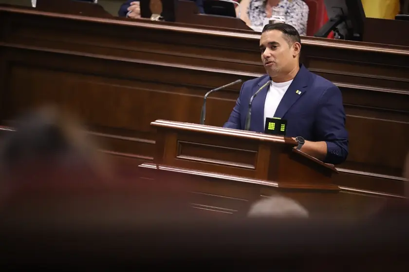 Yoné Caraballo en el Parlamento de Canarias.