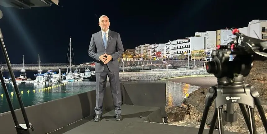 Fernando Clavijo durante la grabación del mensaje de año nuevo