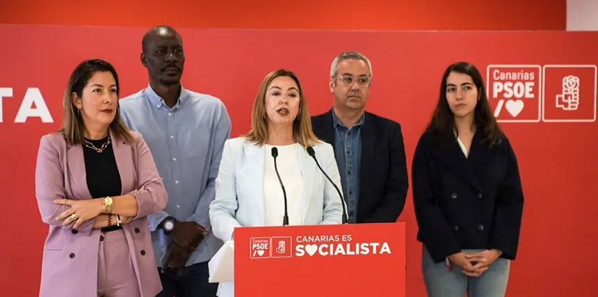 María Dolores Corujo junto al resto de diputados.