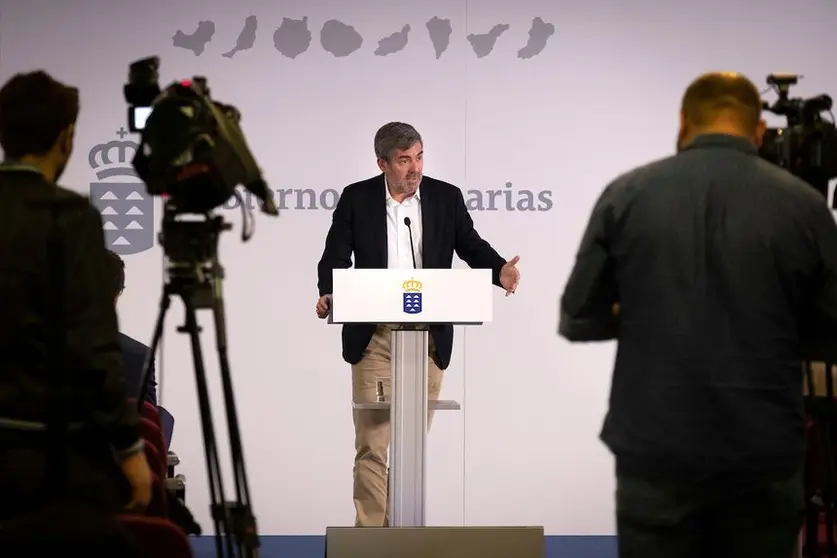 Rueda de prensa del presidente del Gobierno de Canarias, Fernando Clavijo.