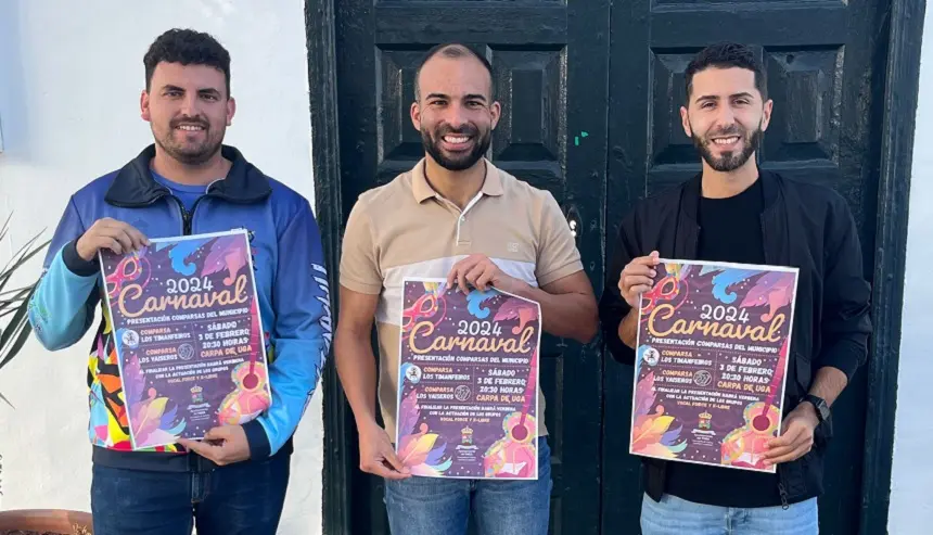 Daniel Medina junto a representantes de ambas comparsas