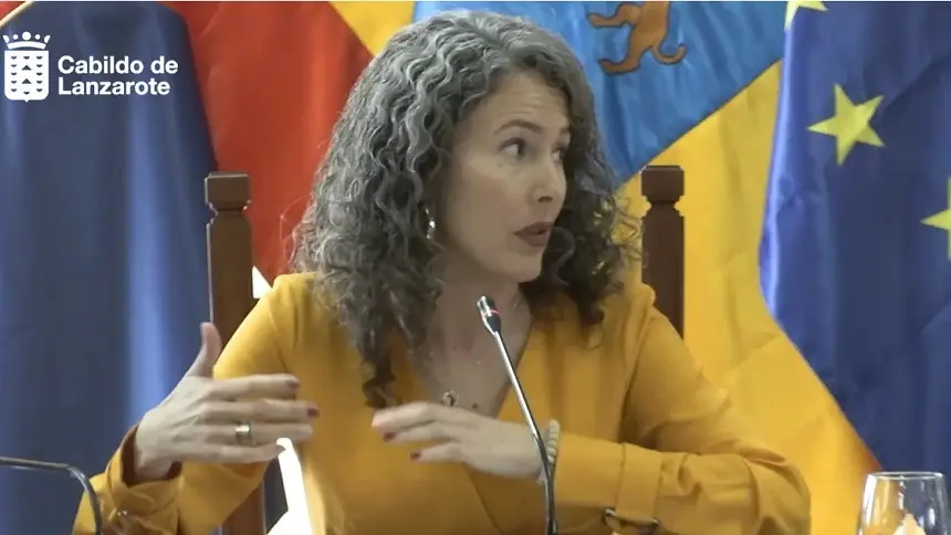 Ariagona González en el pleno del Taxi del Cabildo de Lanzarote.