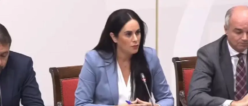 Vidina Espino en el Parlamento de Canarias.