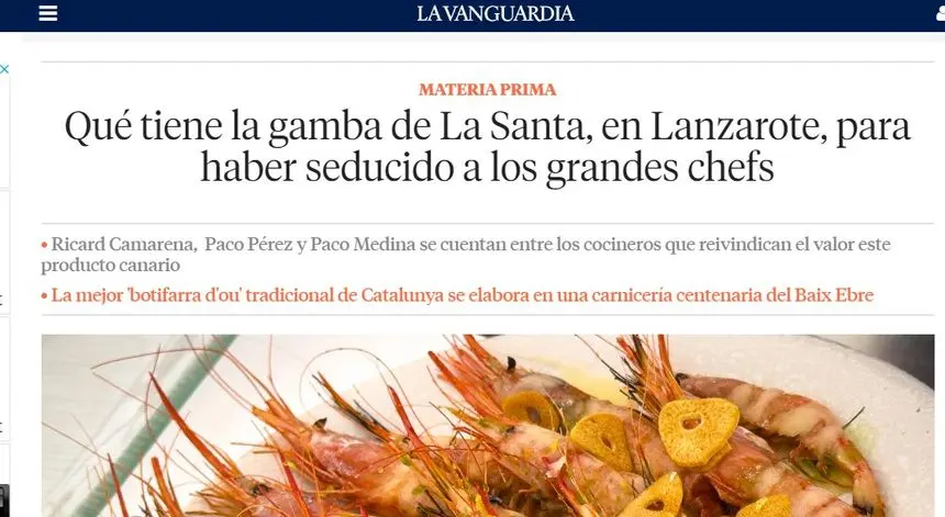 Imagen de un recorte de La Vanguardia que envía el Ayuntamiento de Tinajo