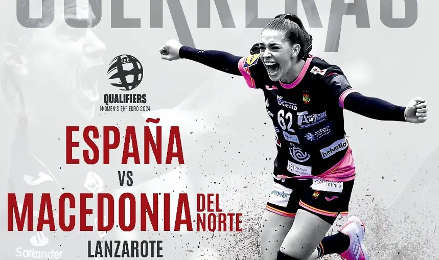 Cartel promocional del partido de la selección española de balonmano en Lanzarote.