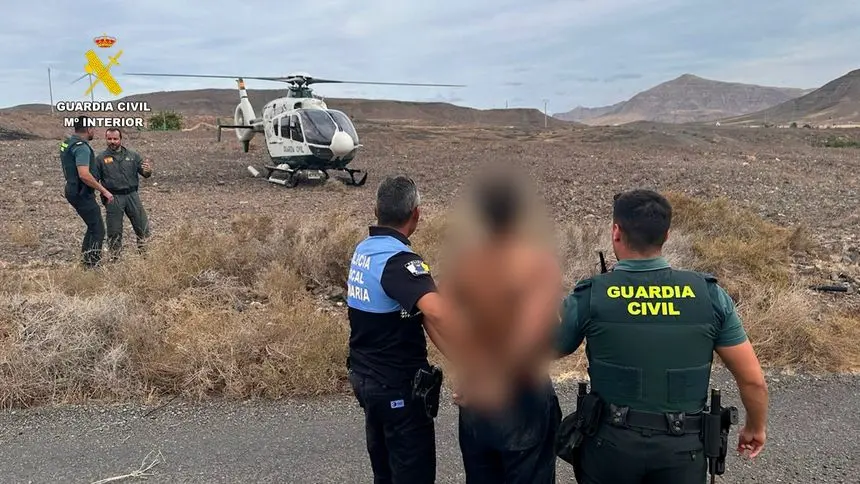 Momento de la detención del preso fugado.