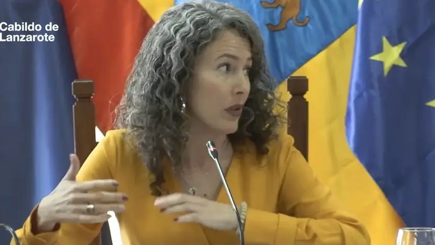 Ariagona González en un pleno en el Cabildo.
